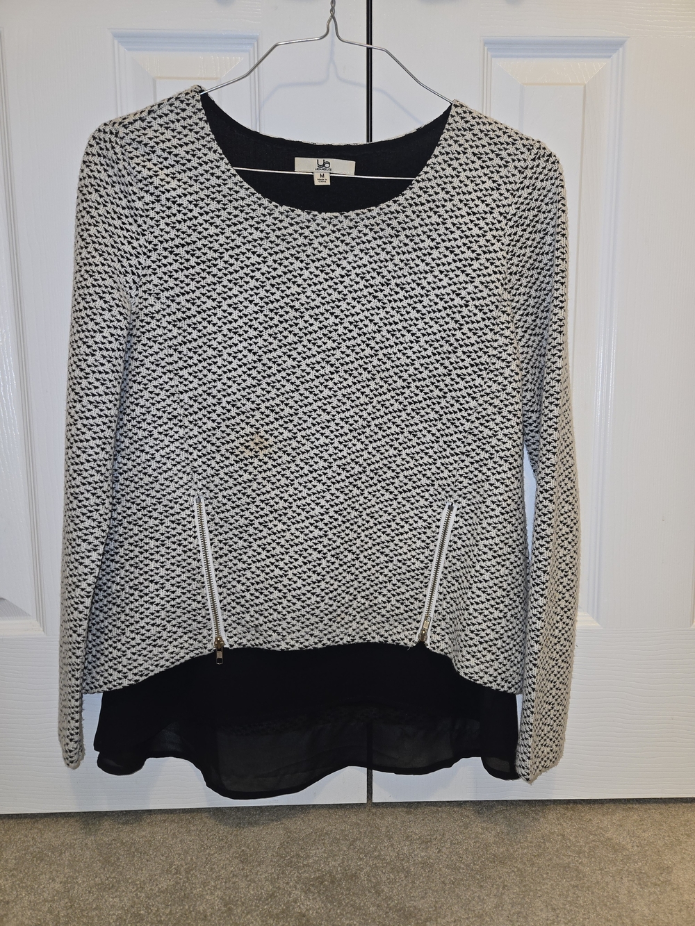 Black & White Textured Layered Top